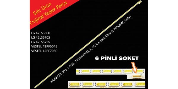 LG 42LS5600, LG 42LS575S, LG 42LS570S, LG Innotek 42İnch 7030PKG 60EA  Rev0.2, 6 Pinli, Led Bar